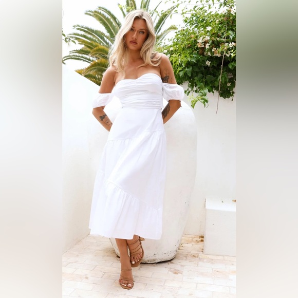 HELLO MOLLY Seaside Picnic Midi Dress White Size Large NEW - Picture 3 of 10